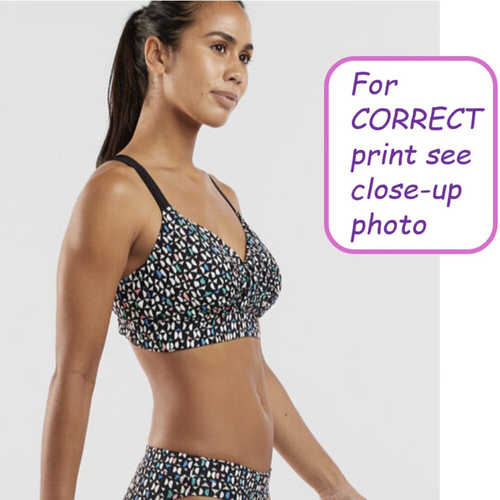 Title Nine Metis Underwire Adjustable-Strap Bikini Top 38D in Triangulate Print